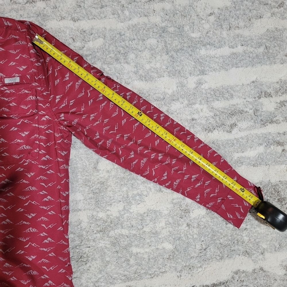 Ocean Coast Red Patterned Button-Up Shirt - Picture 10 of 11